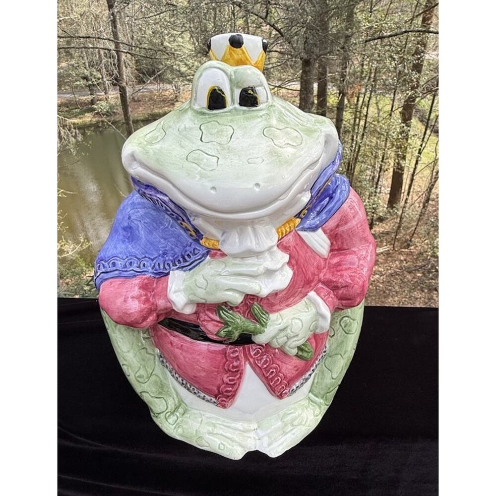 Vintage Wang International Large Colorful Ceramic Frog Cookie Jar Used See Photo